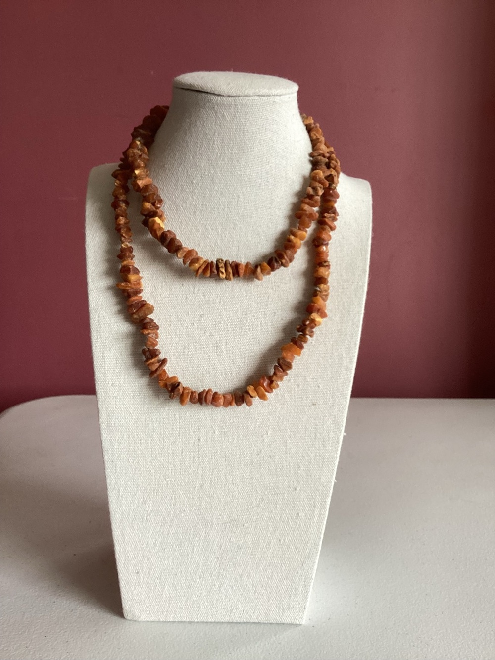VINTAGE BALTIC AMBER CHIP NECKLACE 45 grams 26”